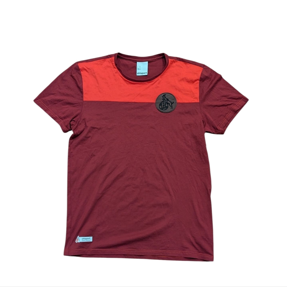 1.FC Koln Cologne football team t-shirt by UHLsport Size M/L, Hennes goat patch